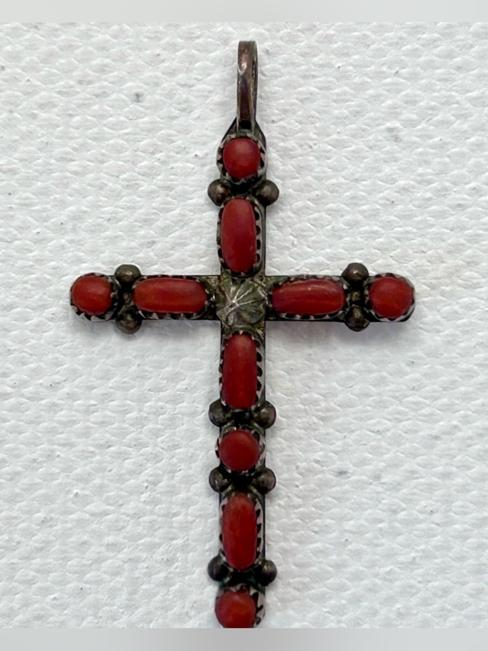 Red Coral Cross Pendant Necklace - Unbranded